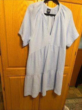 GAP Light Blue Gauze Tiered Midi Dress